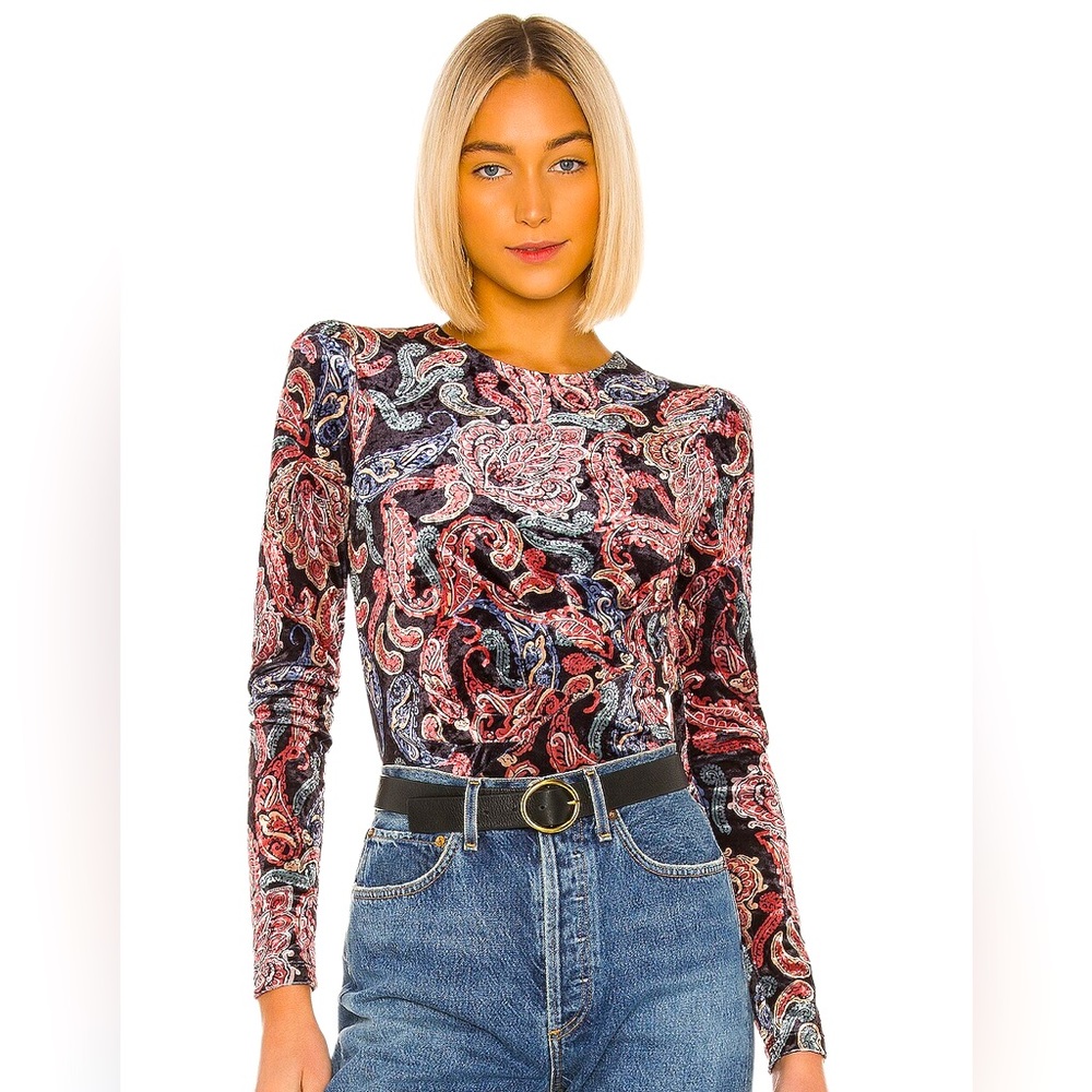 House of Harlow X Revolve Olivia Bodysuit in Noir Paisley Small